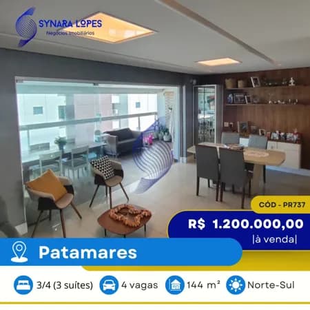 VENDO APARTAMENTO 144 M² | 03 QUARTOS | EDIFÍCIO MAR DE PATAMARES | PATMARES | SALVADOR | BAHIA