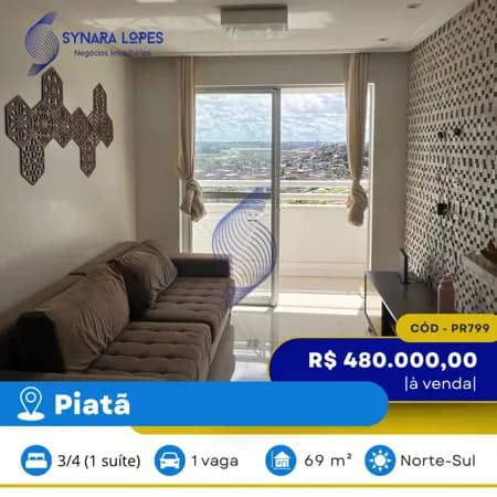 VENDO APARTAMENTO 69 M² | 03 QUARTOS | COLINA DE PIATÃ | PIATÃ | SALVADOR | BAHIA