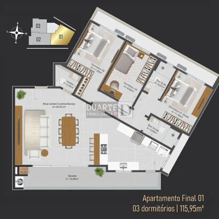 Apartamento Alto Padrão em Pagani, Palhoça/SC