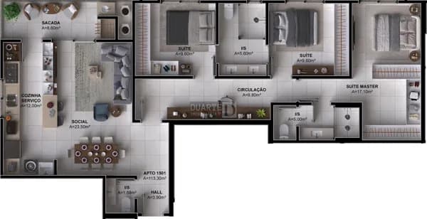 Apartamento 3 suítes na Pedra Branca no New York Residence