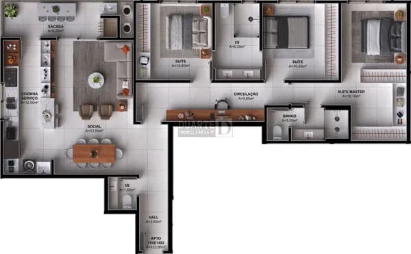 Apartamento 3 suítes na Pedra Branca no New York Residence
