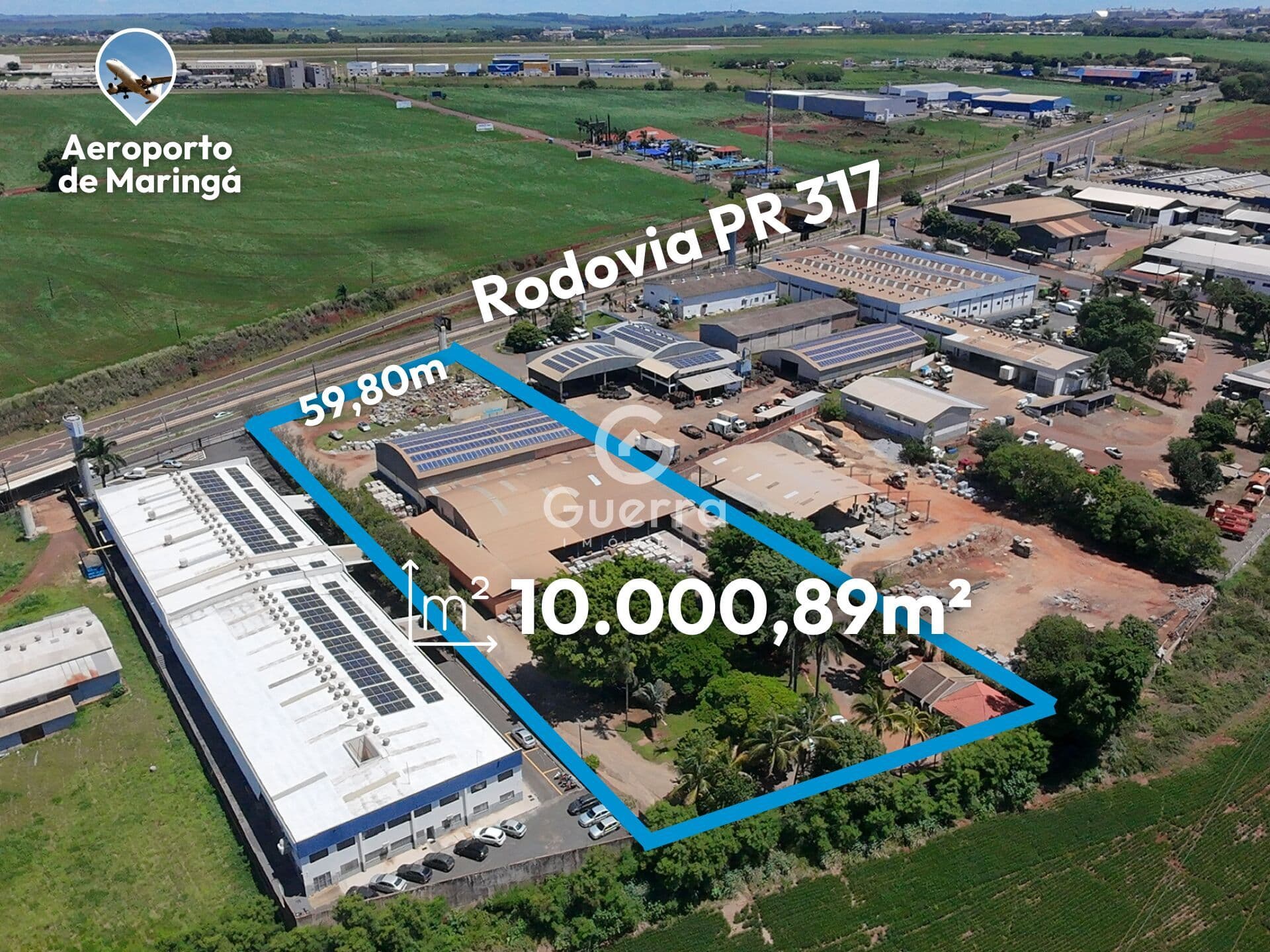 Barracão Industrial com terreno de 10.000,89m² próximo ao Aeroporto de Maringá