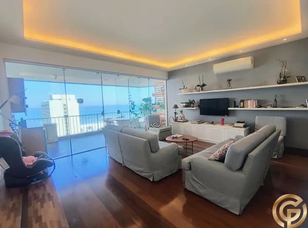 Apartamento reformado no São Conrado Green, 129m², Vista Mar e Montanhas, 2 vagas, e Varandão.