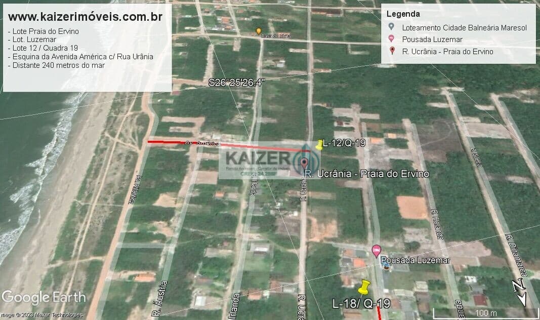 ☆☆☆ Lote de esquina situado na Praia do Ervino, distante 230 metros do mar ☆☆☆