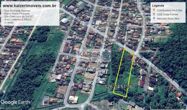 ☆☆☆ Área com 6.500m2, contendo 02 casas, situada em local privilegiado no Bairro Rocio Pequeno em São Francisco do Sul-SC ☆☆☆