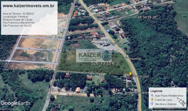 *** Terreno com 02 frentes para ruas asfaltadas, contendo 20.000m2, situado no bairro Reta, em São Francisco do Sul-SC ***