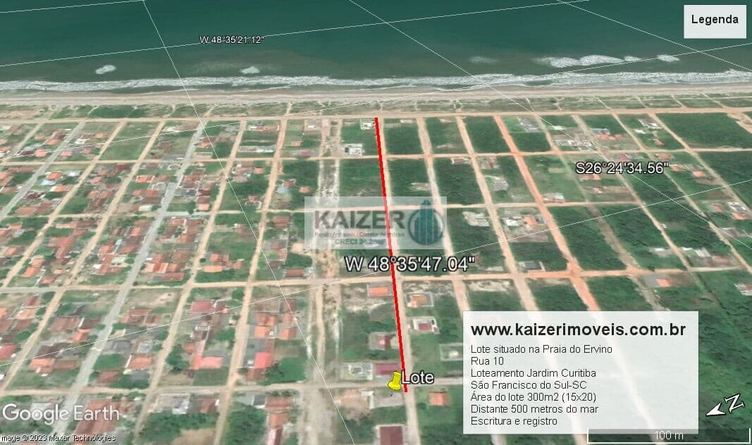 ☆☆☆ Lote de esquina, situado na Praia do Ervino, distante 500 metros do mar ☆☆☆