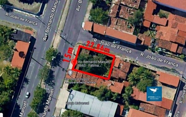Terreno de Esquina na Avenida Bernardo Manuel com 343m2 - Para Sua Empresa. Próximo da Av. Silas Munguba, UECE e Aeroporto
