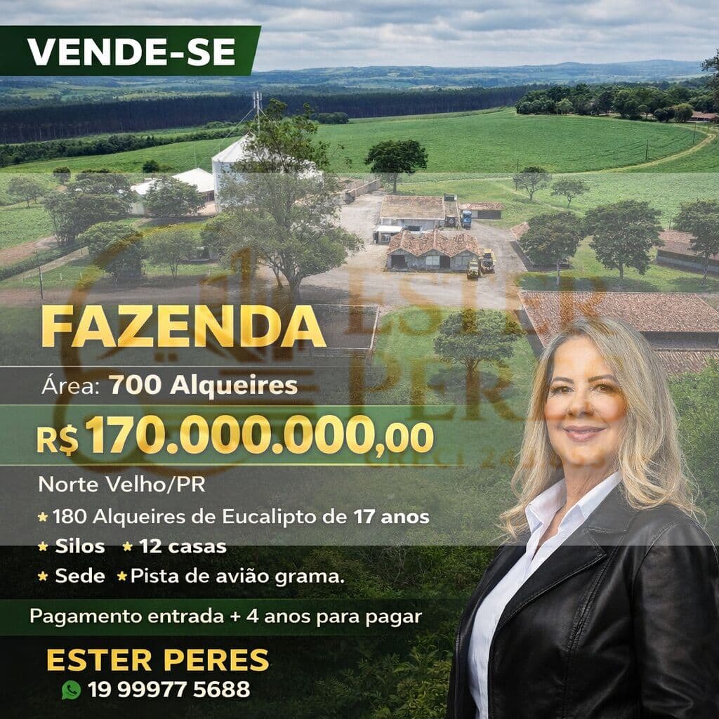 Fazenda 700 alqueires - Norte Velho/ PR