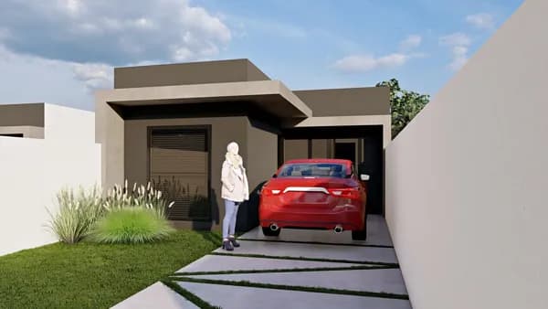 Casa 2 quartos nova na planta à construir no Bairro Rivabem em Campo Largo-PR - MCMV