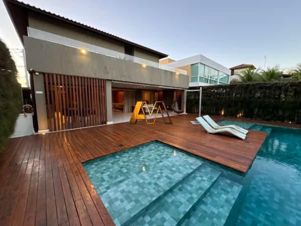 CASA DE LUXO 5 SUÍTES FRENTE MAR EM GUARAJUBA - PORTEIRA FECHADA