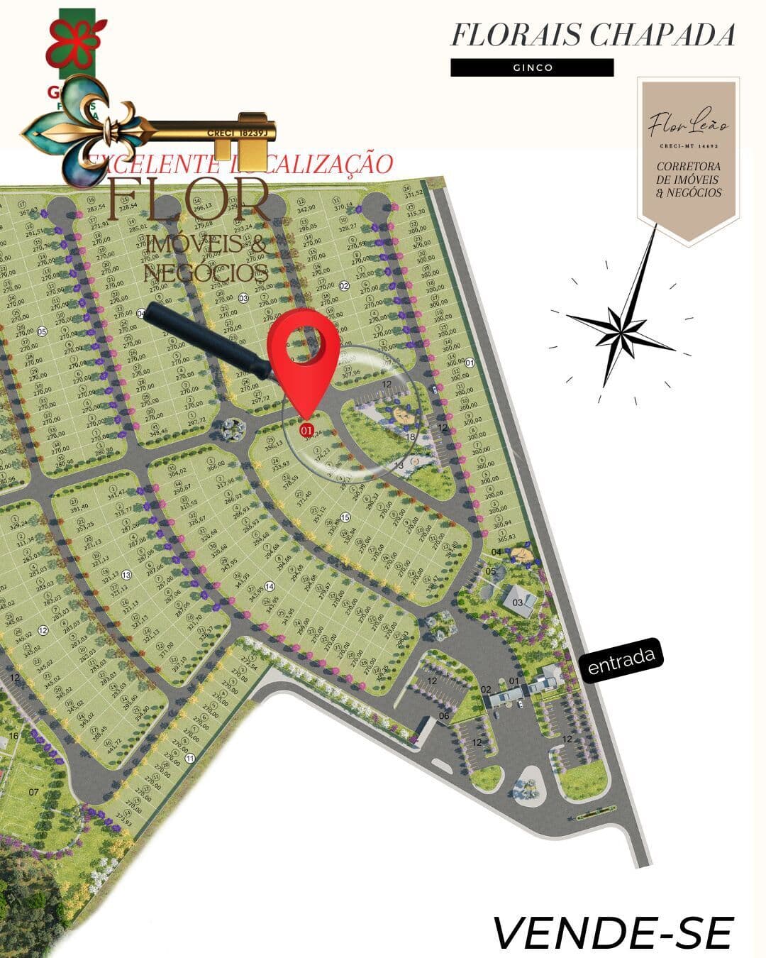 Terreno de Esquina à Venda no Condomínio Florais Chapada – 394 m² – Chapada dos Guimarães/MT