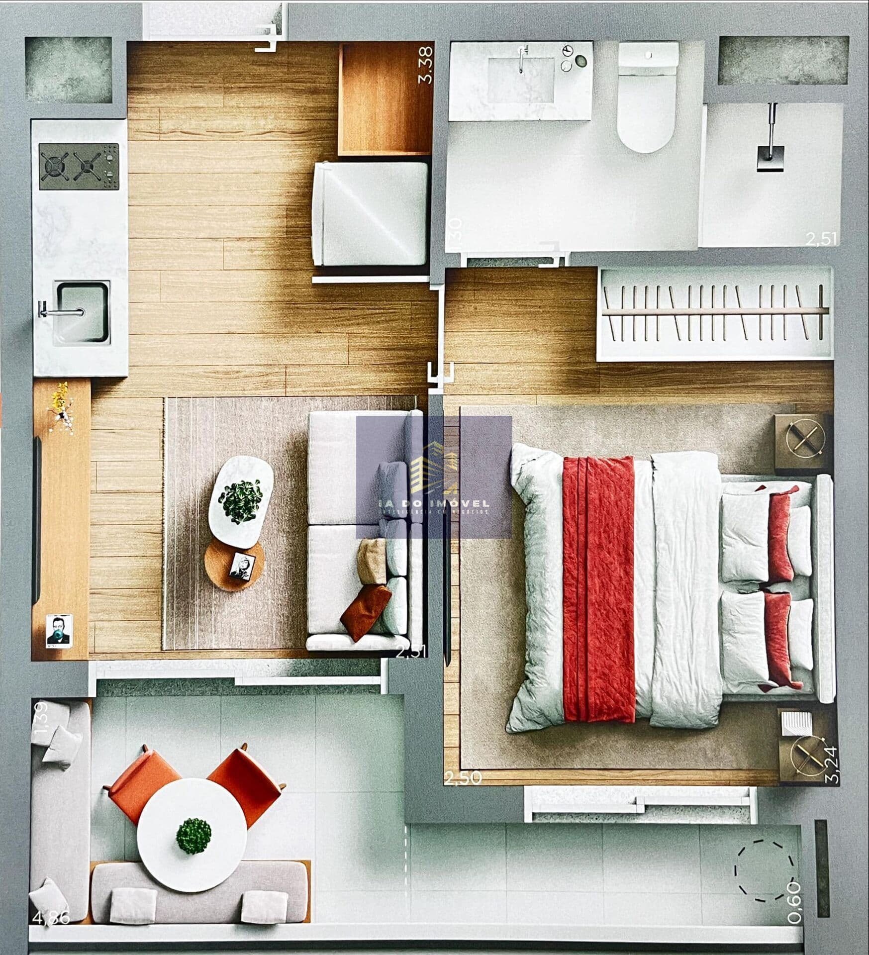 Planta com 1 dormitório