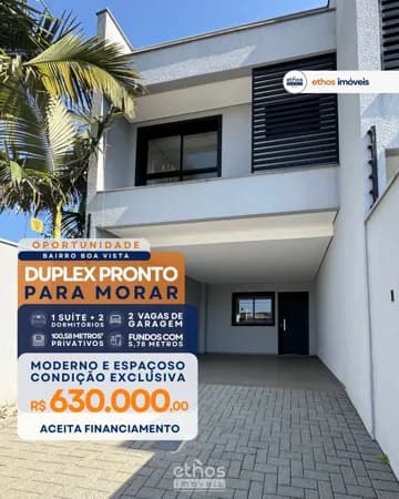 Duplex pronto no Boa Vista – 3 dormitórios, 100 m² privativos