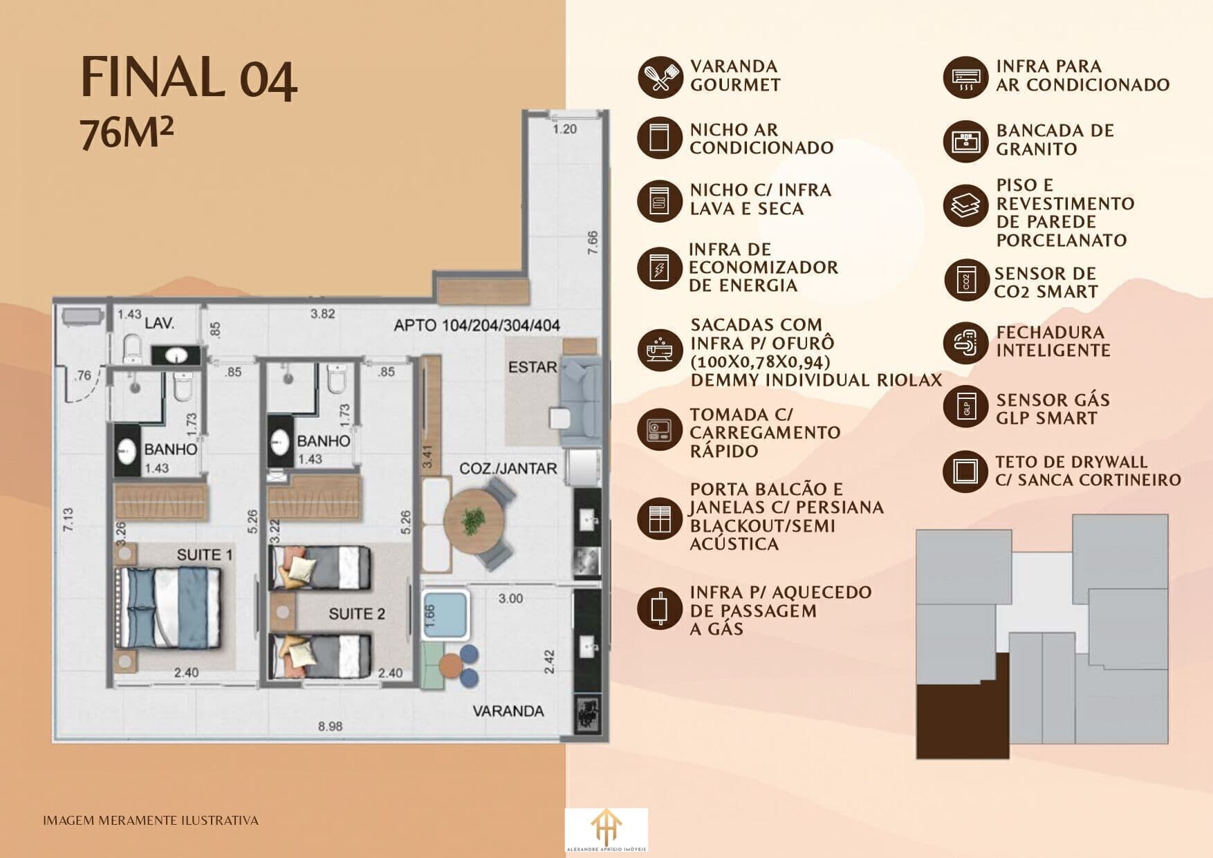 Apto 2 dorm/2suítes- 76,00m² - Tenório - Ubatuba-SP