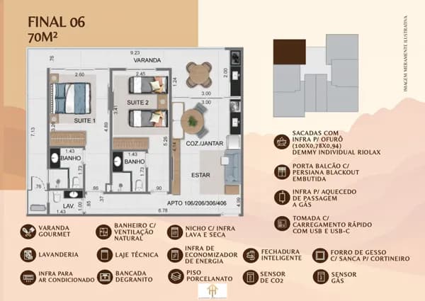 Apto 2 dorm/2suítes- 70,00m² - Tenório - Ubatuba-SP