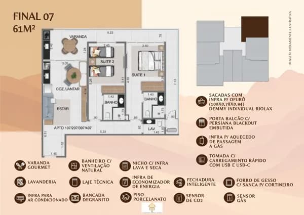 Apto 2 dorm/2suítes- 72,00m² - Tenório - Ubatuba-SP