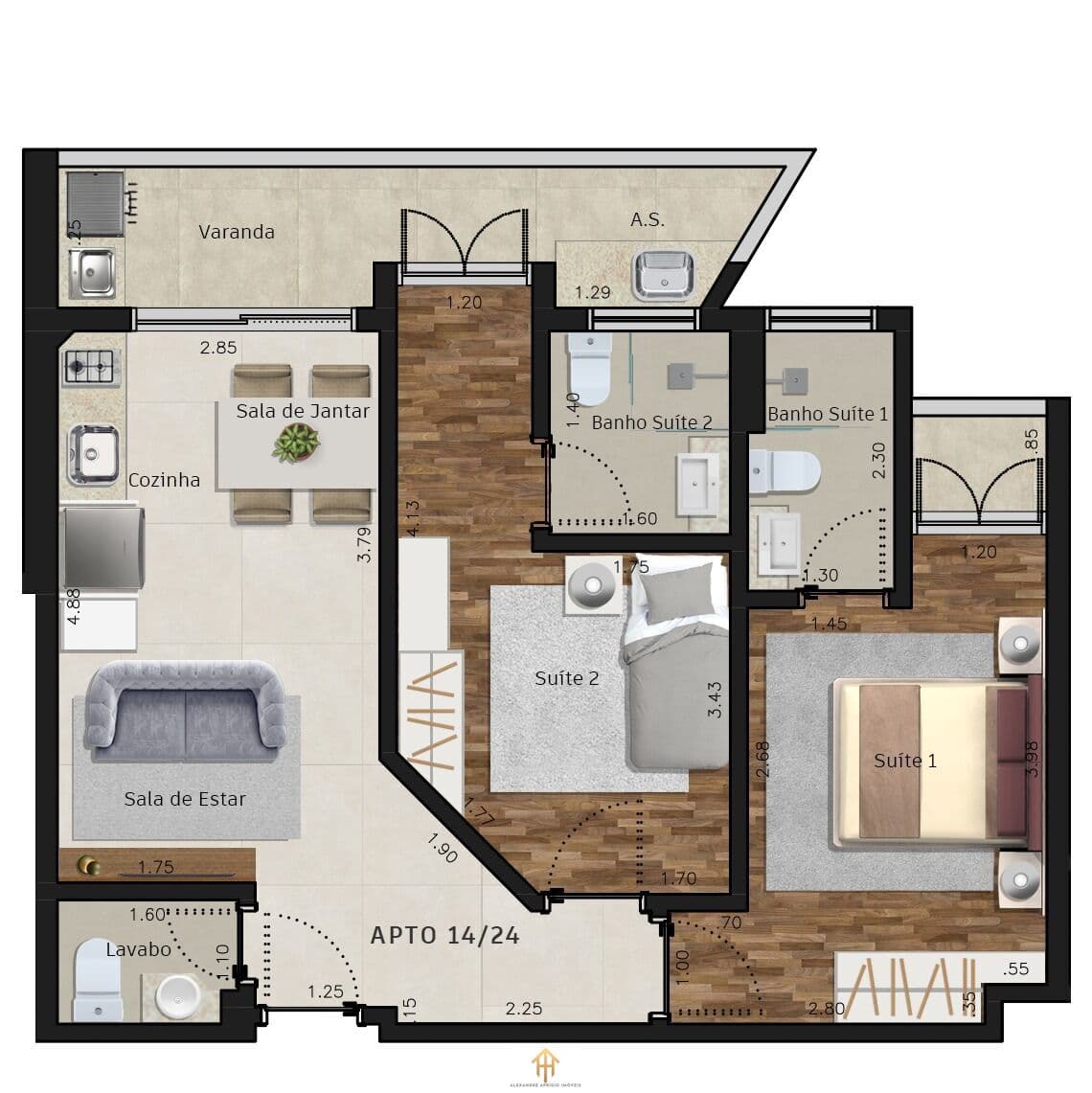 Apto 2dorm/2Suítes - 65,17m²- Itaguá - Ubatuba-SP