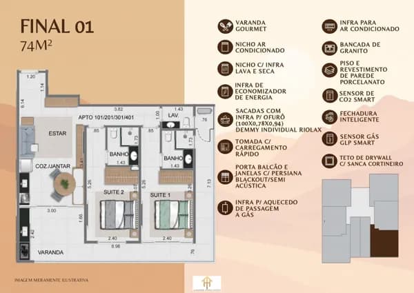 Apto 2 dorm/2suítes- 74,00m² - Tenório - Ubatuba-SP