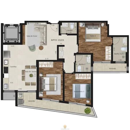 Apto 3dorm/1Suíte - 91,11m²- Itaguá - Ubatuba-SP
