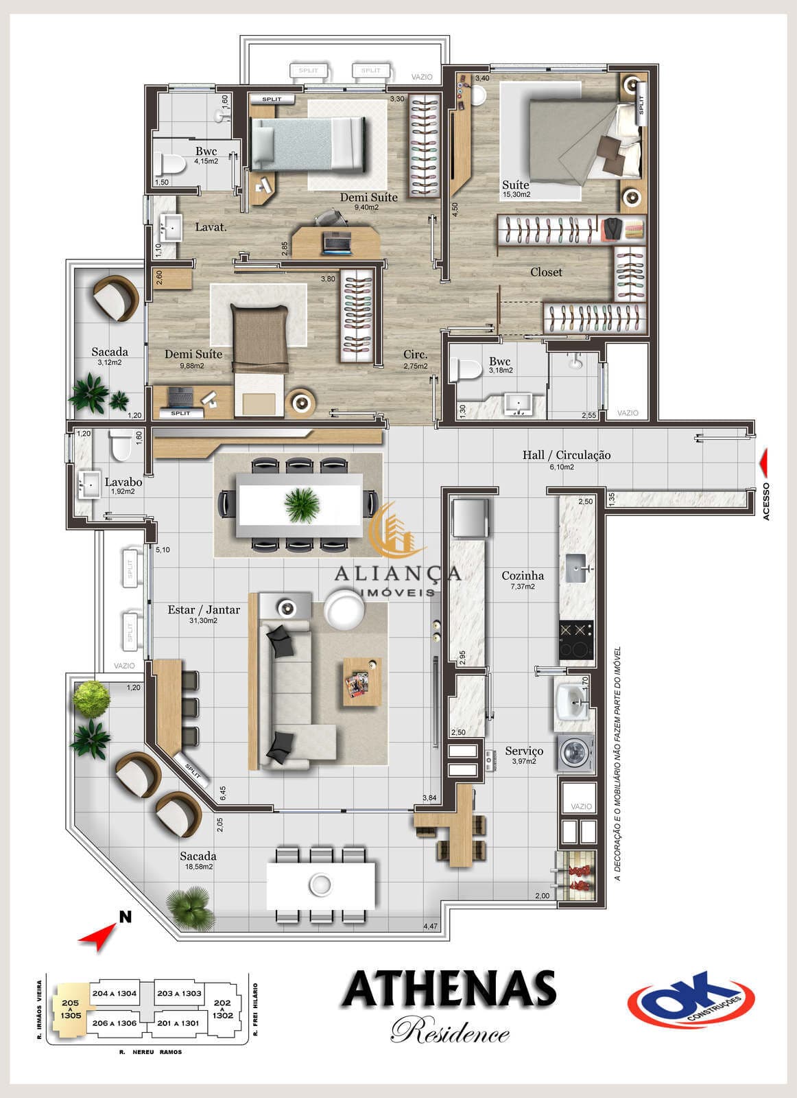 Apartamento em Campinas, São José/SC
