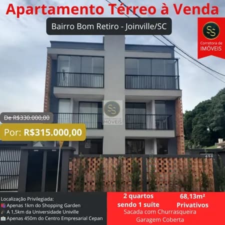 Apartamento a VENDA Térreo no Bairro Bom Retiro - Joinville/SC