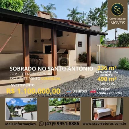 Casa à Venda no bairro Santo Antônio, localizado na cidade de Joinville/SC