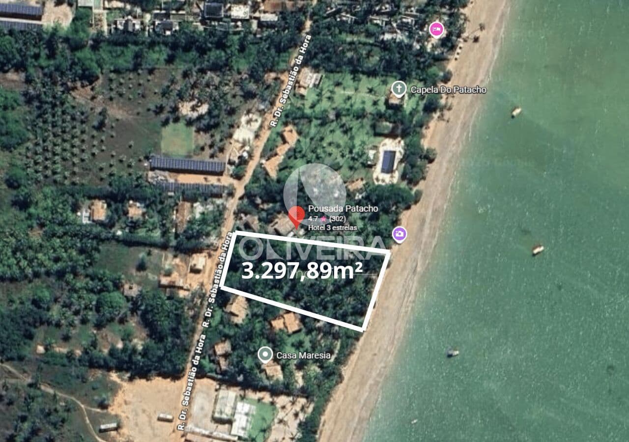 Terreno Beira-Mar Exclusivo na Praia do Patacho – 3.297 m² com 46 Metros de Frente para o Mar (Porto de Pedras, AL)