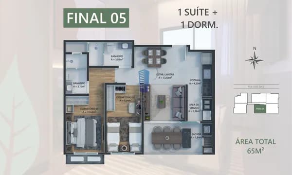 Apartamento com 02 dormitórios, sendo 01 suíte no Dom Bosco
