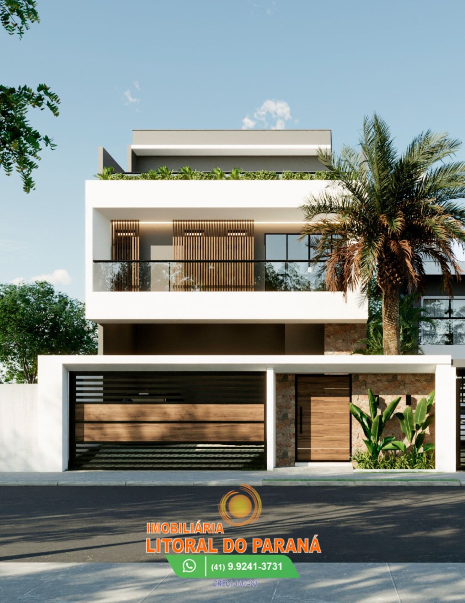 Casa Sobrado com 3 suítes sendo uma com sacada.