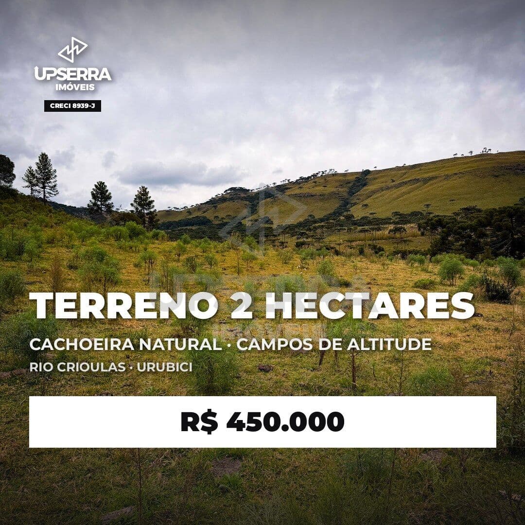 Terreno 2 hectares com cachoeira natural em Rio Crioulas · Urubici