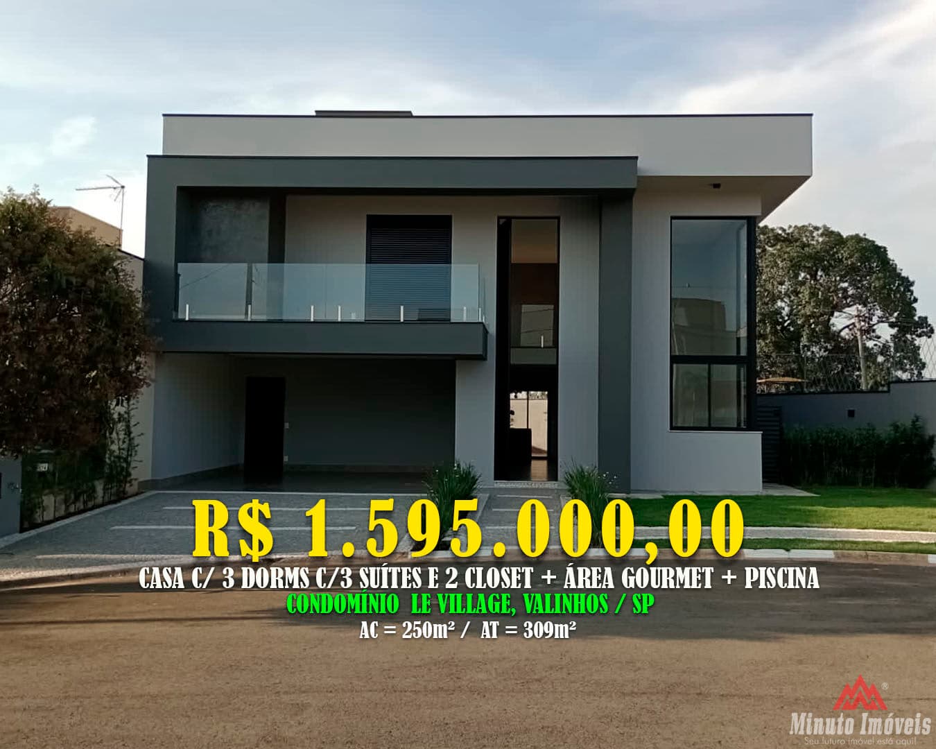 Casa c / 3 suites c/ 2 Closet + Área Gourmet +Piscina, Condomínio Le Village, Valinhos SP