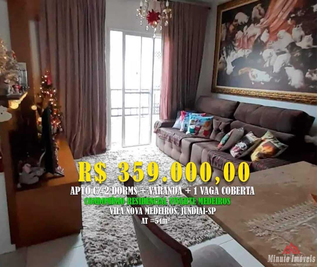 Apto 54m² c/ 2 Dorms c/ wc + Varanda +1 Vaga. Loc: Condomínio Vivarte Medeiros, Medeiros, Jundiaí-SP
