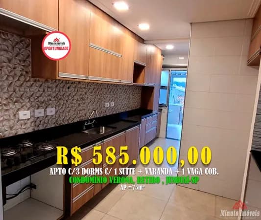 Apartamento à venda no Condomínio Verona no Retiro em Jundiaí/SP. Valor = R$ 585.000,00