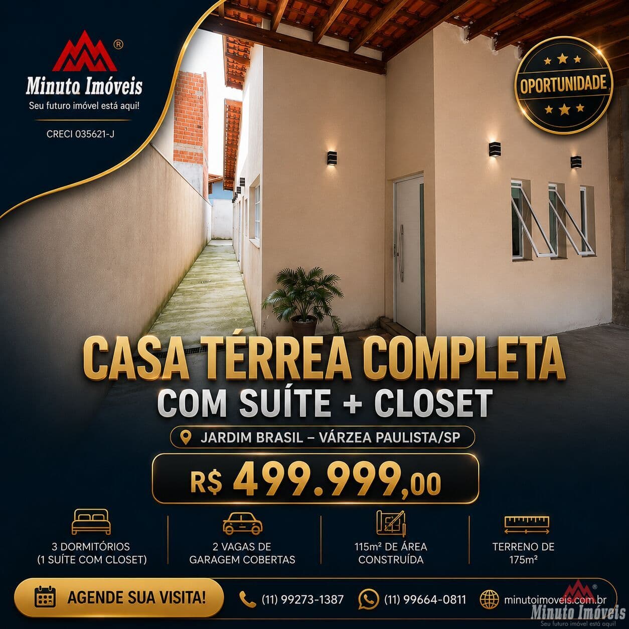 Casa Térrea Completa com Suíte + Closet, Jardim Brasil – Várzea Paulista/SP Valor = R$ 516.000,00