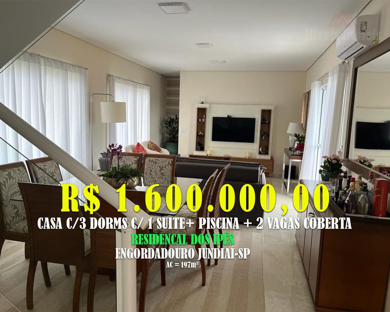 Casa 210m² c/ 3 Dorms c/ 3 suítes + 2 Vagas coberta, Cond. Residencial dos Ipês, Jundiaí-SP