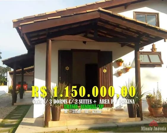 Casa 211m² c/ 3 Dorms c/ 2 Suites.
Loc: Traviu, Jundiaí-SP