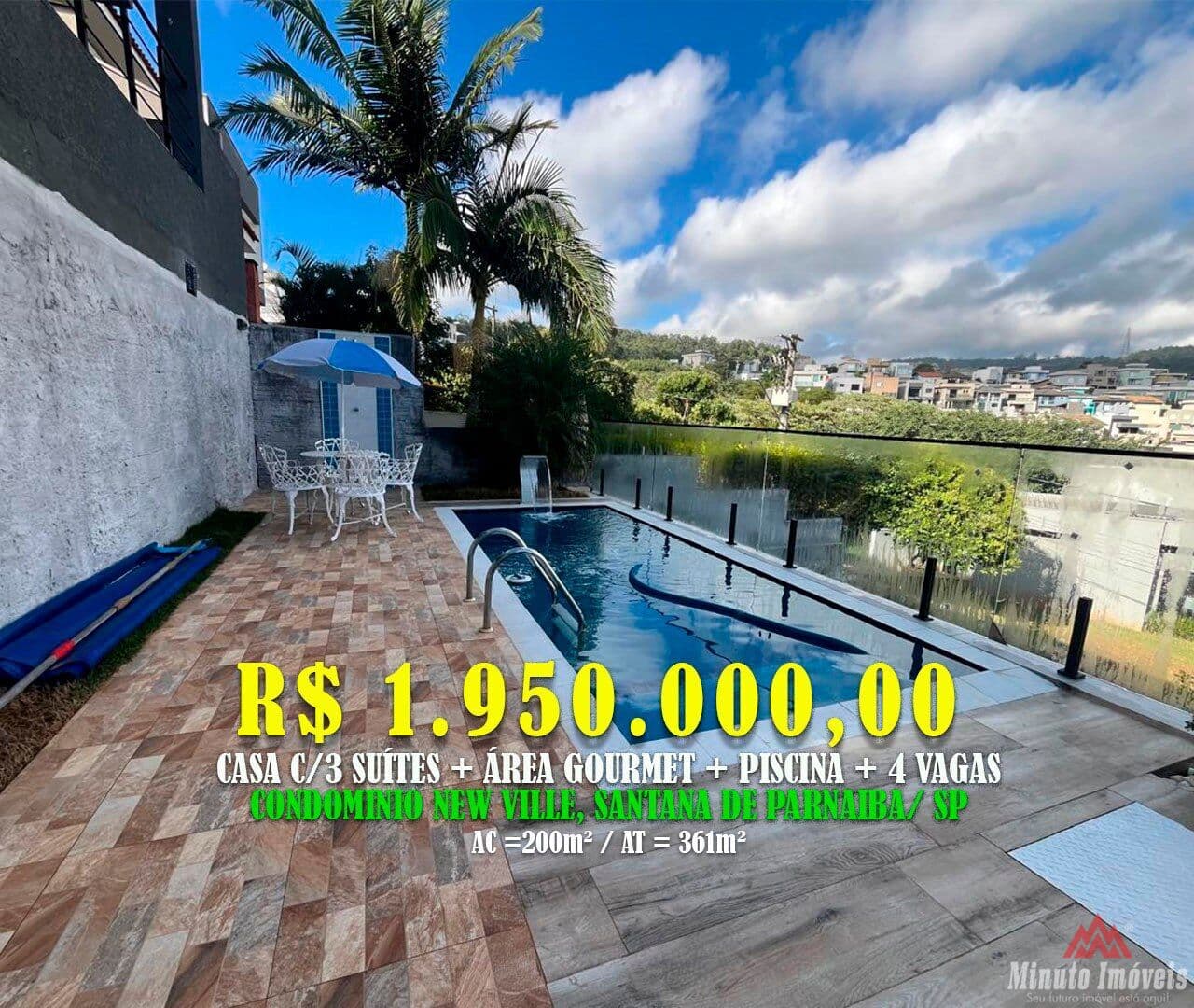 Casa c/ 3 Suites + Área Gourmet + Piscina + 4 Vagas Loc: Condomínio New ville, Santana do Parnaíba /SP