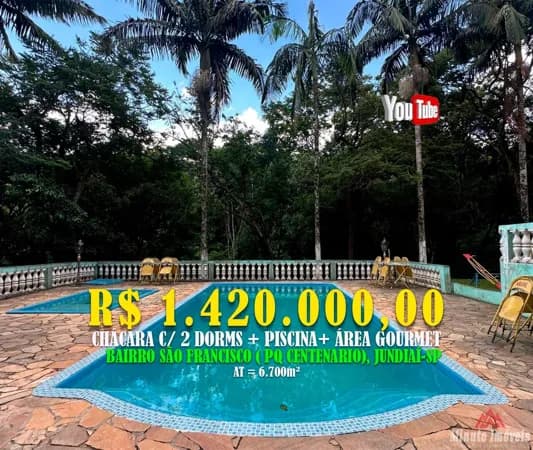 Chácara de 6.700m² a VENDA. Loc: Bairro São Francisco ( Currupira ), Jundiaí-SP Valor = R$ 1.420.000,00