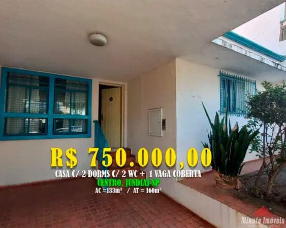 Casa c/ 2 Dorms c/ 2 wc + 1 Vaga Coberta Loc: Centro, Jundiaí - SP