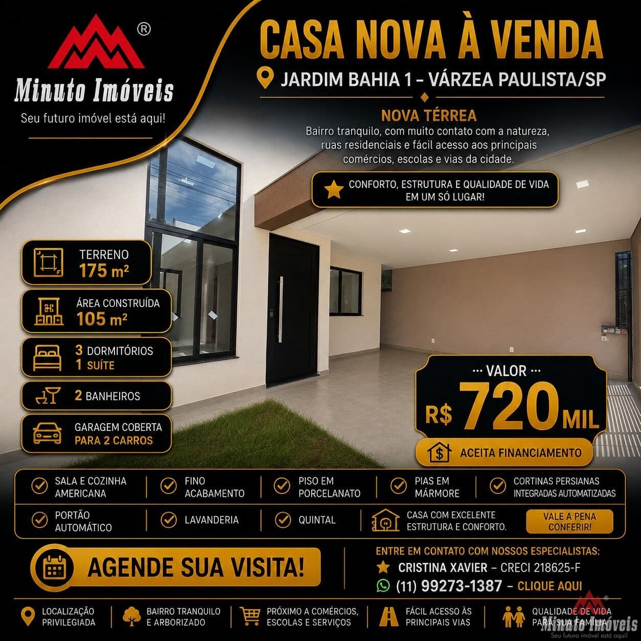 CASA NOVA À VENDA – NOVA TÉRREA Jardim Bahia 1 – Várzea Paulista/SP
