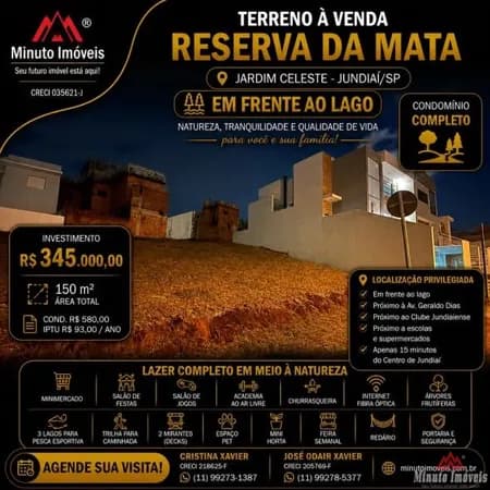 Terreno em Condomínio - Jundiaí /SP VALOR -345.00,000 Condomínio Reserva da Mata - Jardim Celeste, Jundiaí /SP