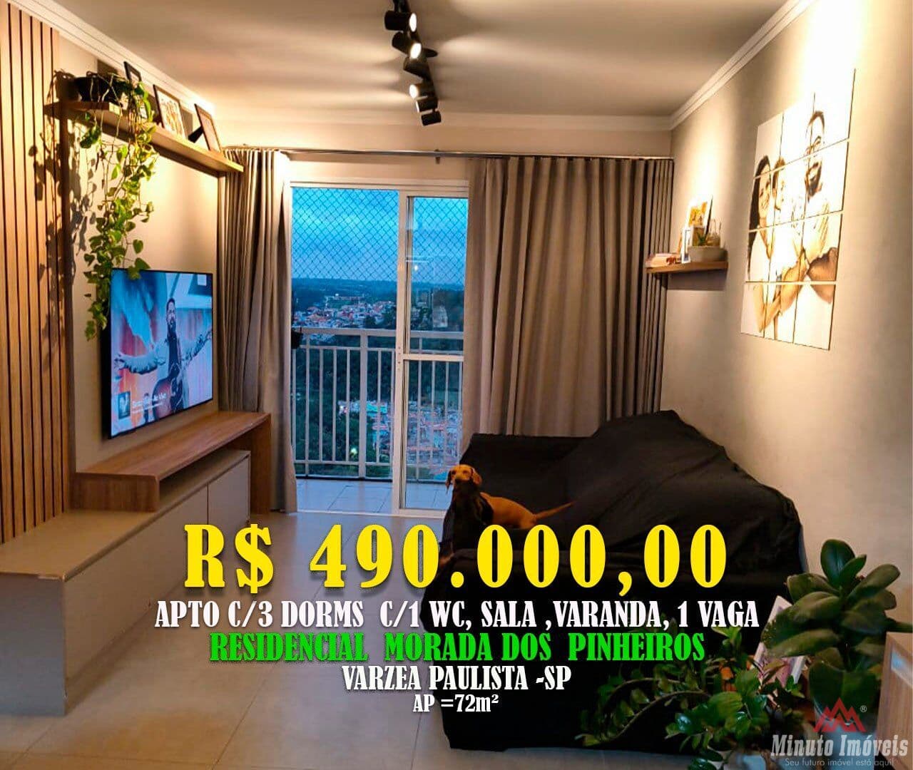 partamento à Venda | 72m² | 3 Dormitórios Planejados | Varanda | 2 Vagas Cobertas