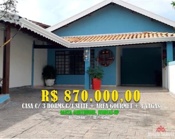 Casa 284m² c/ 3Dorms c / 1 Suíte + 4 Vagas Loc: Santa Gertrudes Jundiaí-SP