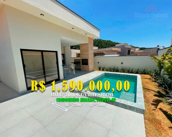 Casa c/ 239m² c/ 3 Dorms c/ 3 Suítes + Piscina Loc : Condomínio Ibiaram 2, Itupeva-SP