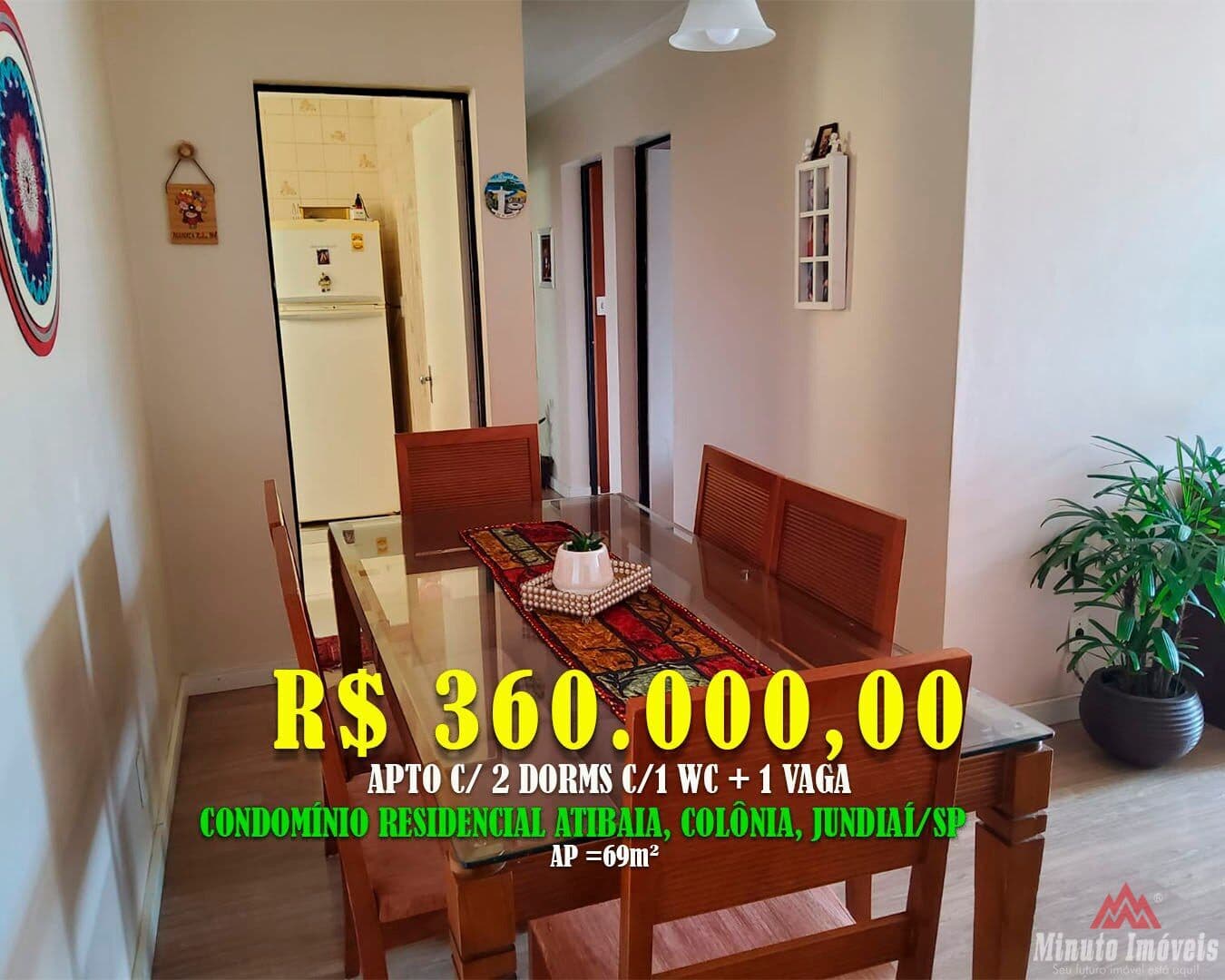 Apto 69 m² c/ 2 Dorms c/ 1wc + Varanda +1 Vagas de Garagem. Loc: Cond. Res. Atibaia, Colonia, Jundiaí-SP