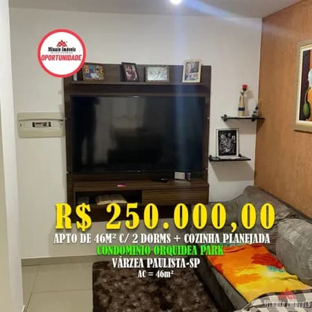 Apto 46m²- 2 Dorms + 1 Vaga de Garagem, Residencial Das Orquideas, Jardim das Acácias, Várzea Paulista/SP