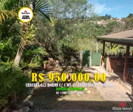 Casa Térrea 200m² c/ 2 Dorms c/ estrutura para sobrado. Loc: Bairro da Roseira, undiaí -SP