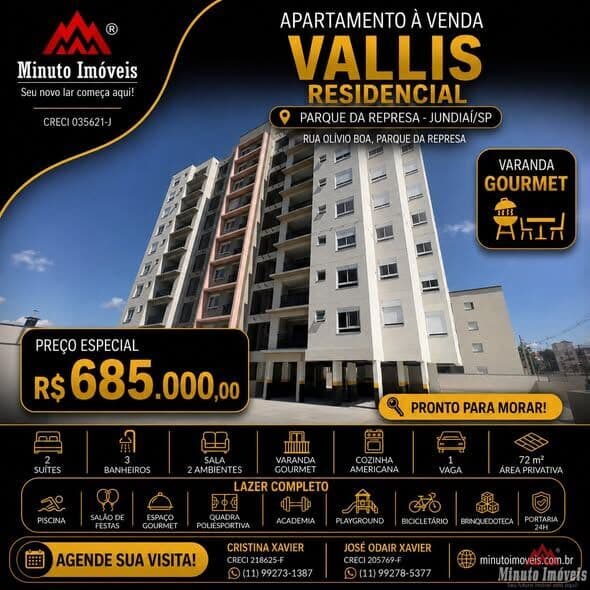 Apartamento à Venda no Vallis Residencial, Parque da Represa em undiaí/SP