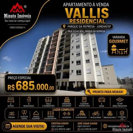 Apartamento à Venda no Vallis Residencial, Parque da Represa em undiaí/SP
